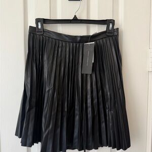 French Connection Black A-Line Pleated Skirt